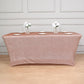 Rose Gold Metallic Shimmer Tinsel Spandex Tablecloth 6ft Rectangle Fitted Table Cover for 72"x30" Tables