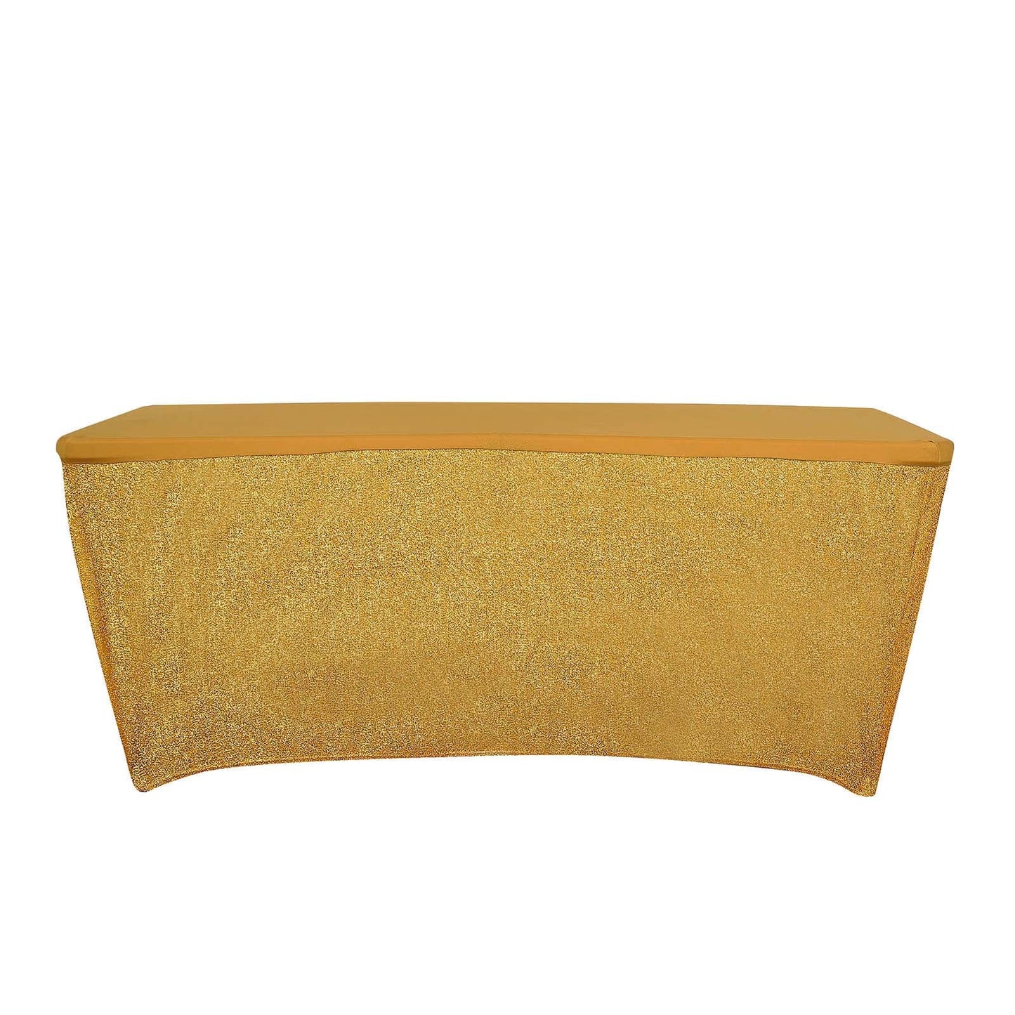 Fitted Table Cover In Gold Metallic Shimmer Spandex 6 Feet