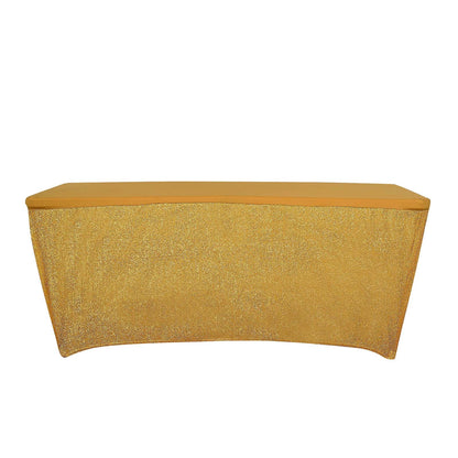 Fitted Table Cover In Gold Metallic Shimmer Spandex 6 Feet