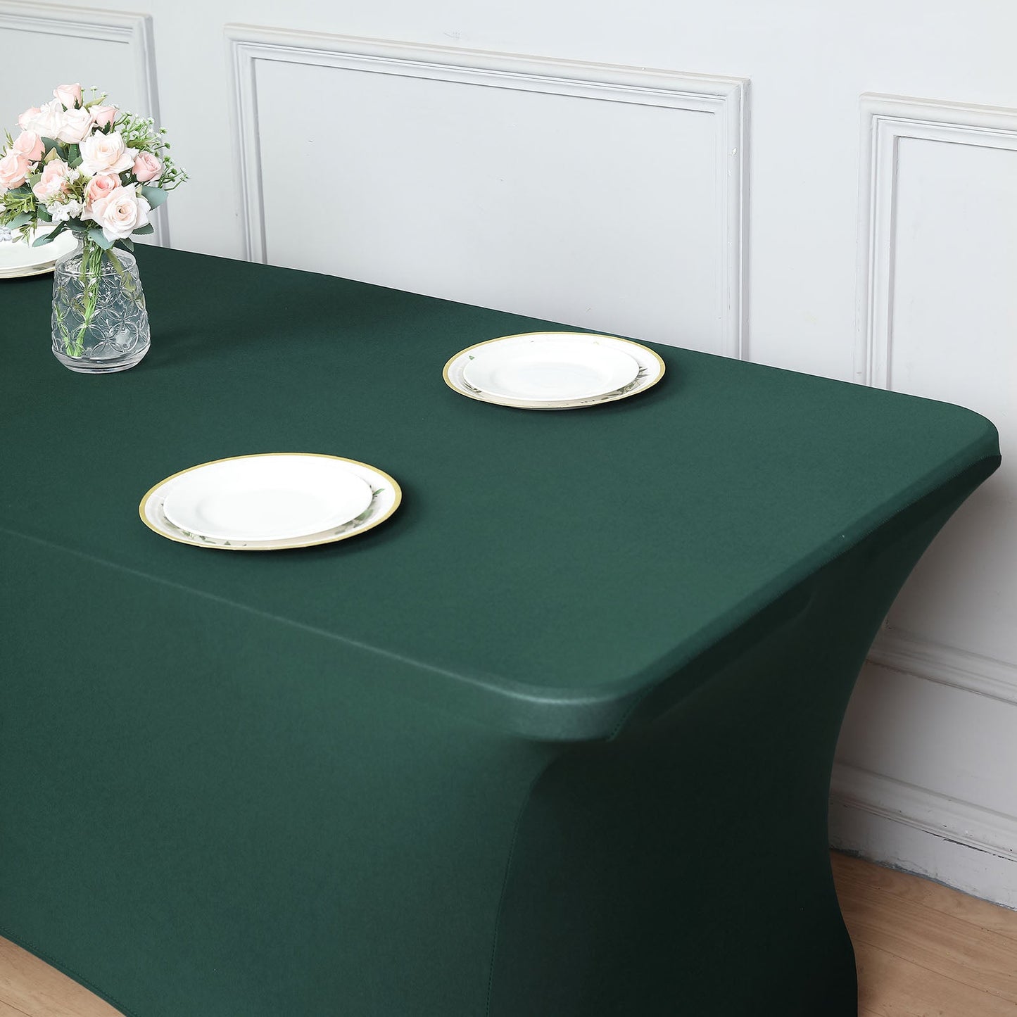 6ft Hunter Emerald Green Spandex Stretch Fitted Rectangular Tablecloth