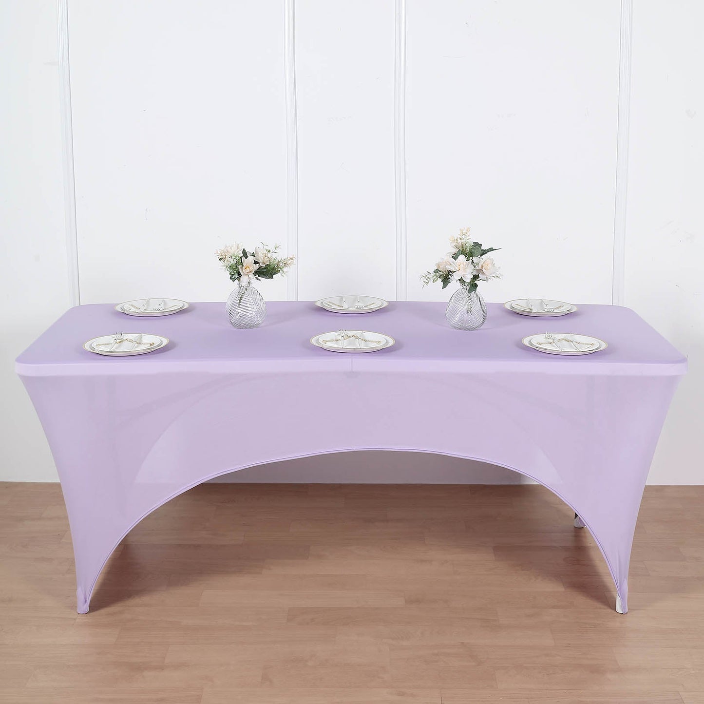 Lavender Lilac Stretch Spandex Rectangle Tablecloth 6ft Wrinkle Free Fitted Table Cover for 72"x30" Tables