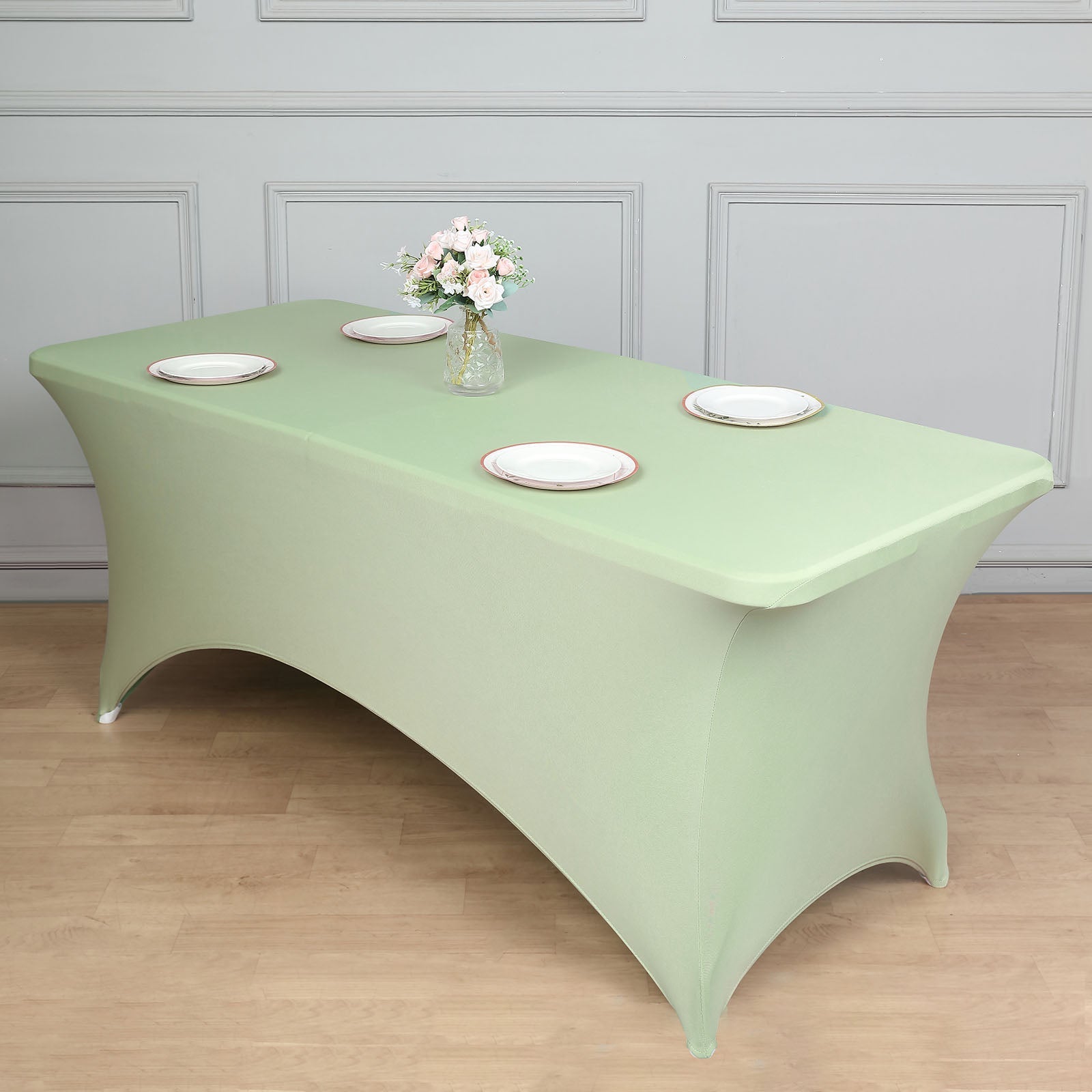 6ft Sage Green Spandex Stretch Fitted Rectangular Tablecloth