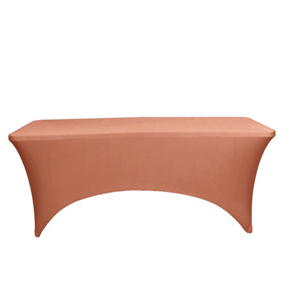 6 Feet Rectangular Tablecloth Terracotta Spandex Stretch 