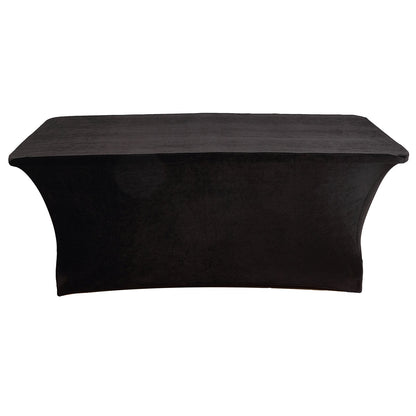 Black Spandex Cocktail Tablecloth in Premium Velvet Material with Foot Pockets 6 Feet