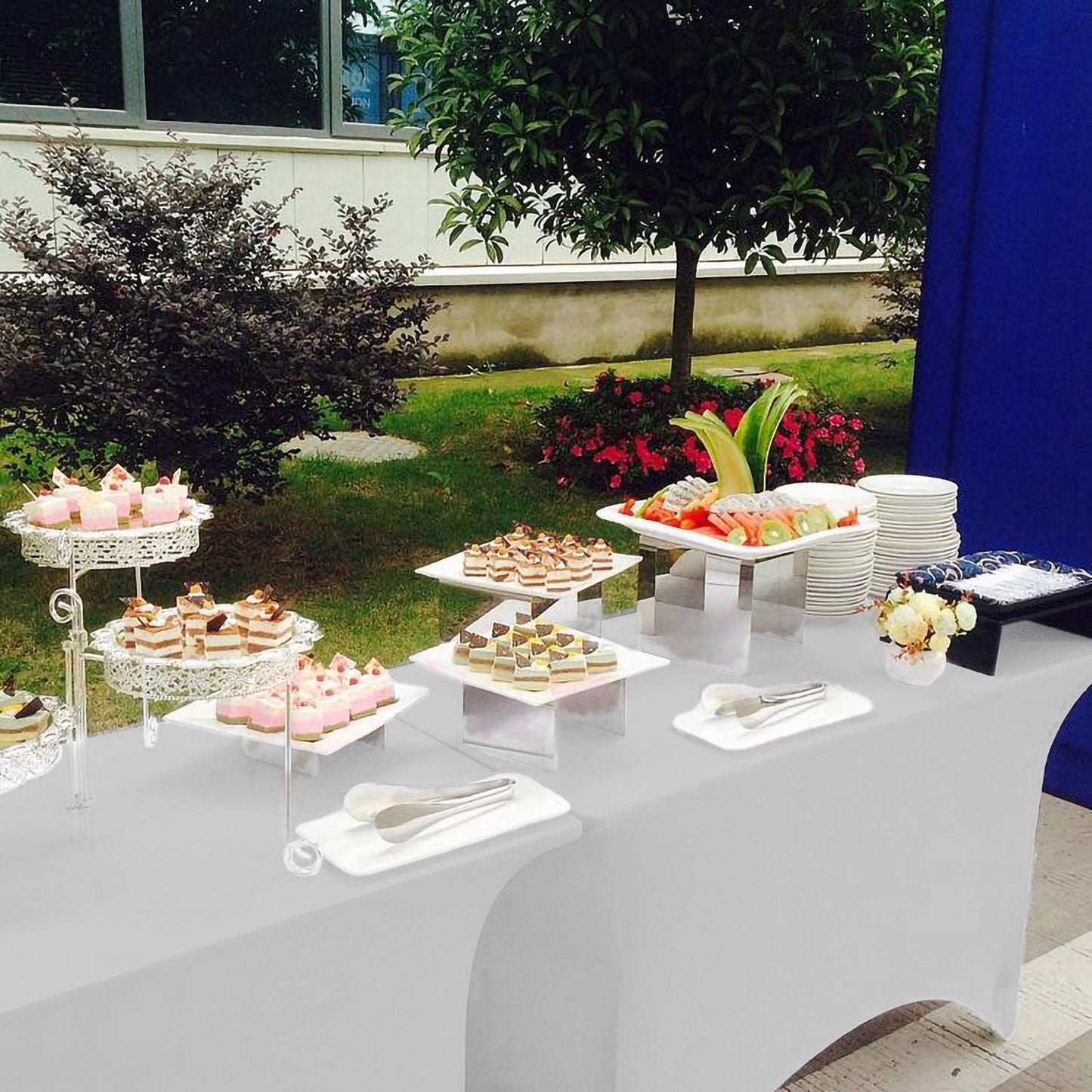 6 Feet Rectangular White Stretch Spandex Tablecloth