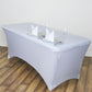 White Stretch Spandex Rectangle Tablecloth 6ft Wrinkle Free Fitted Table Cover for 72"x30" Tables