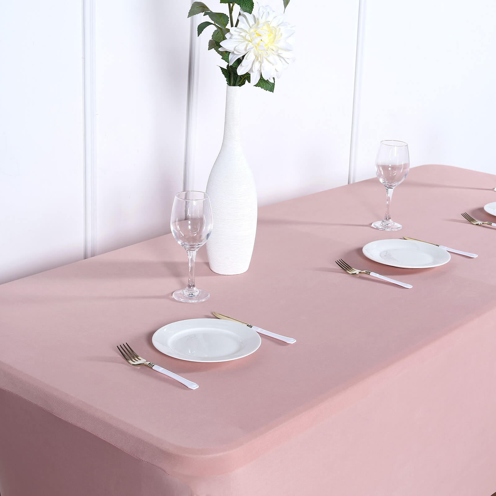 Rectangular 8 Feet Tablecloth Stretch Spandex Dusty Rose