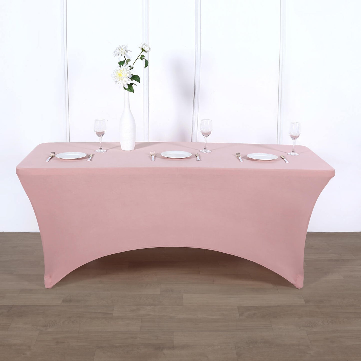 Tablecloth for 8 Feet Rectangular Dusty Rose Stretch Spandex