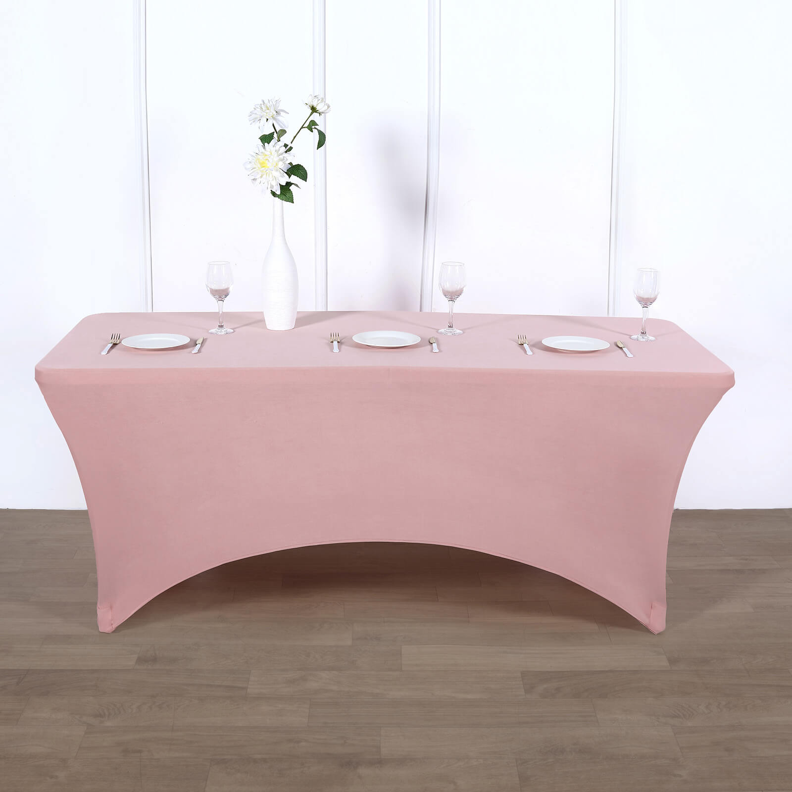 Tablecloth for 8 Feet Rectangular Dusty Rose Stretch Spandex