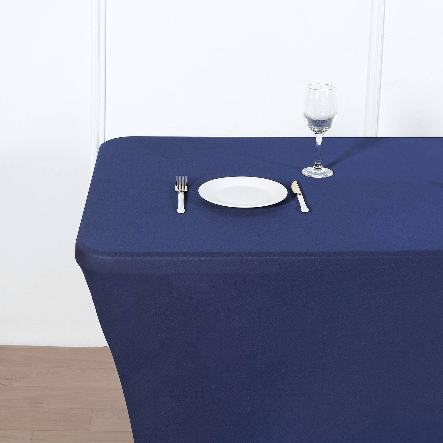 Spandex Navy Blue Tablecloth for 8 Feet Rectangular Stretch