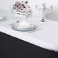 White stretch spandex tablecloth cover for 8ft tables, wrinkle-free and fitted.