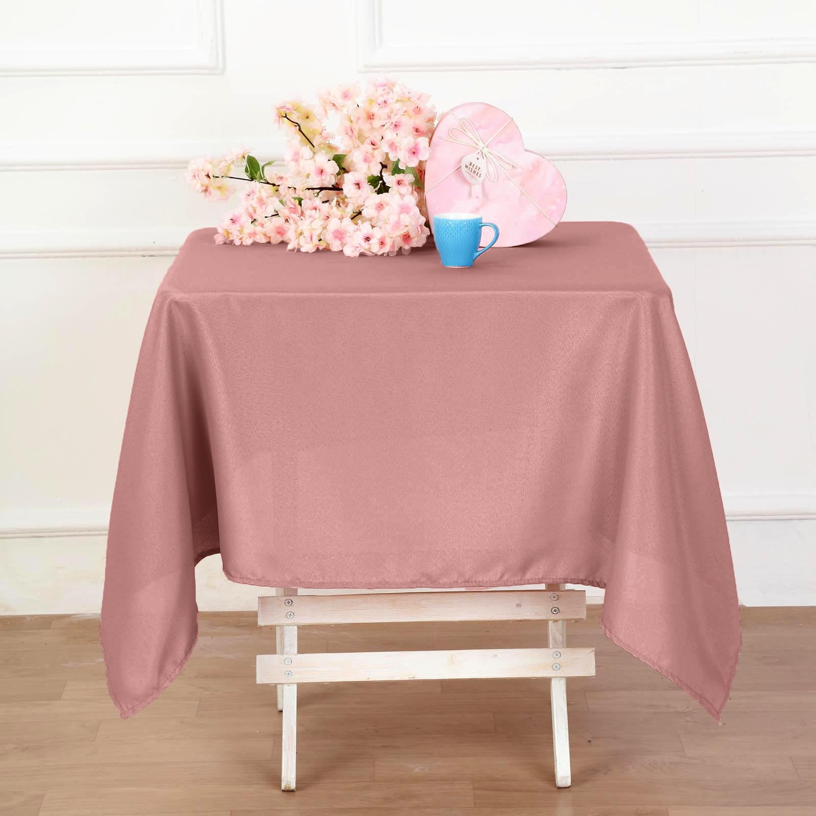Dusty Rose Polyester Square Tablecloth 54"x54"