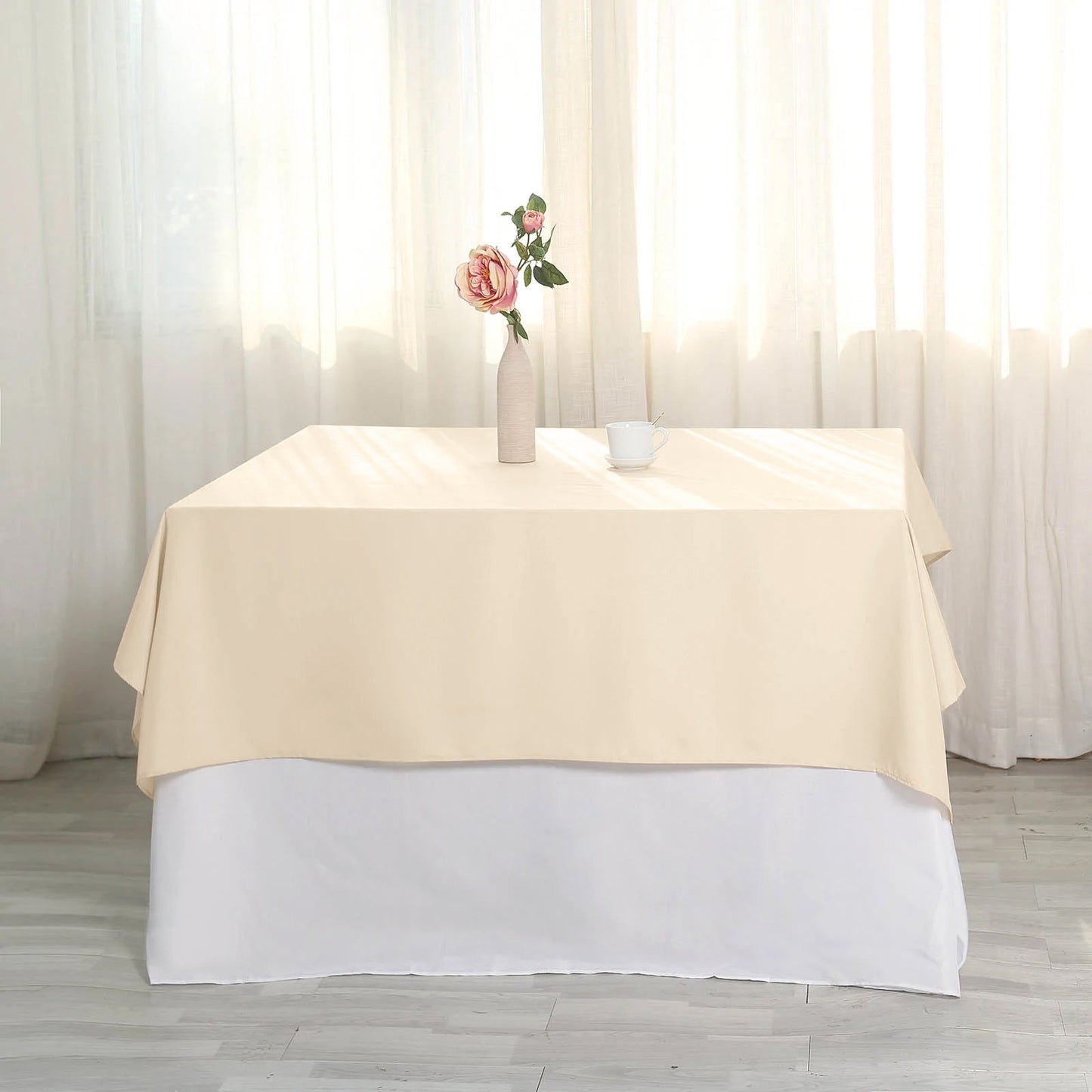 Beige Polyester Square Tablecloth 54"x54"