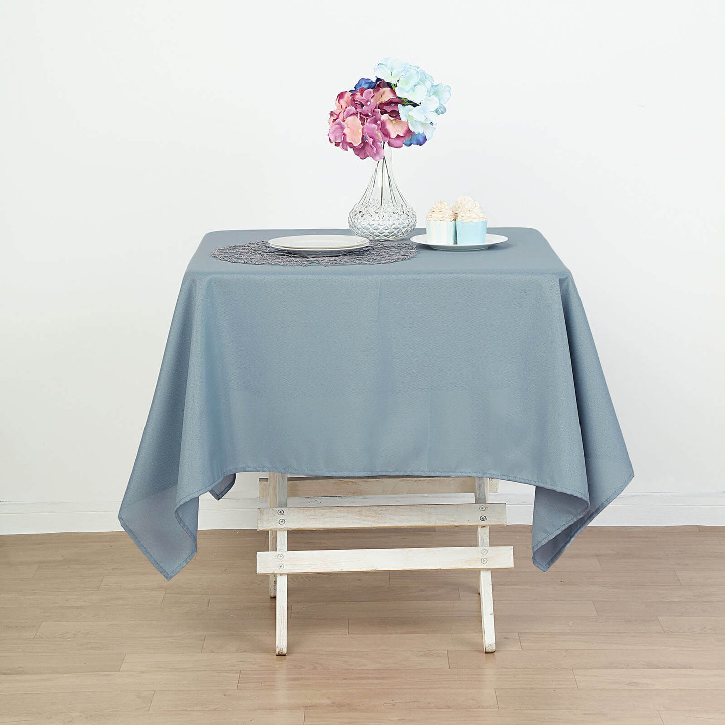 Dusty Blue Polyester Square Tablecloth 54"x54"