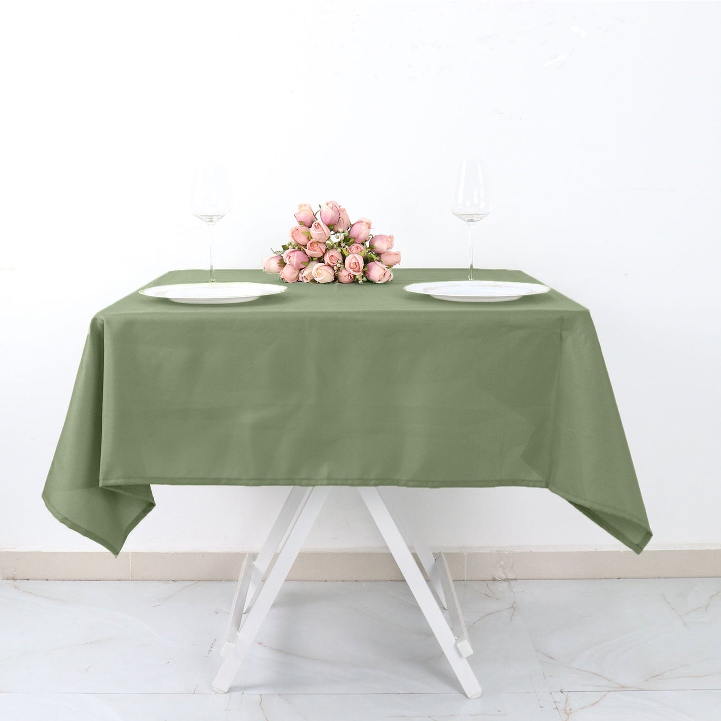 Dusty Sage Green Polyester Square Tablecloth 54"x54"