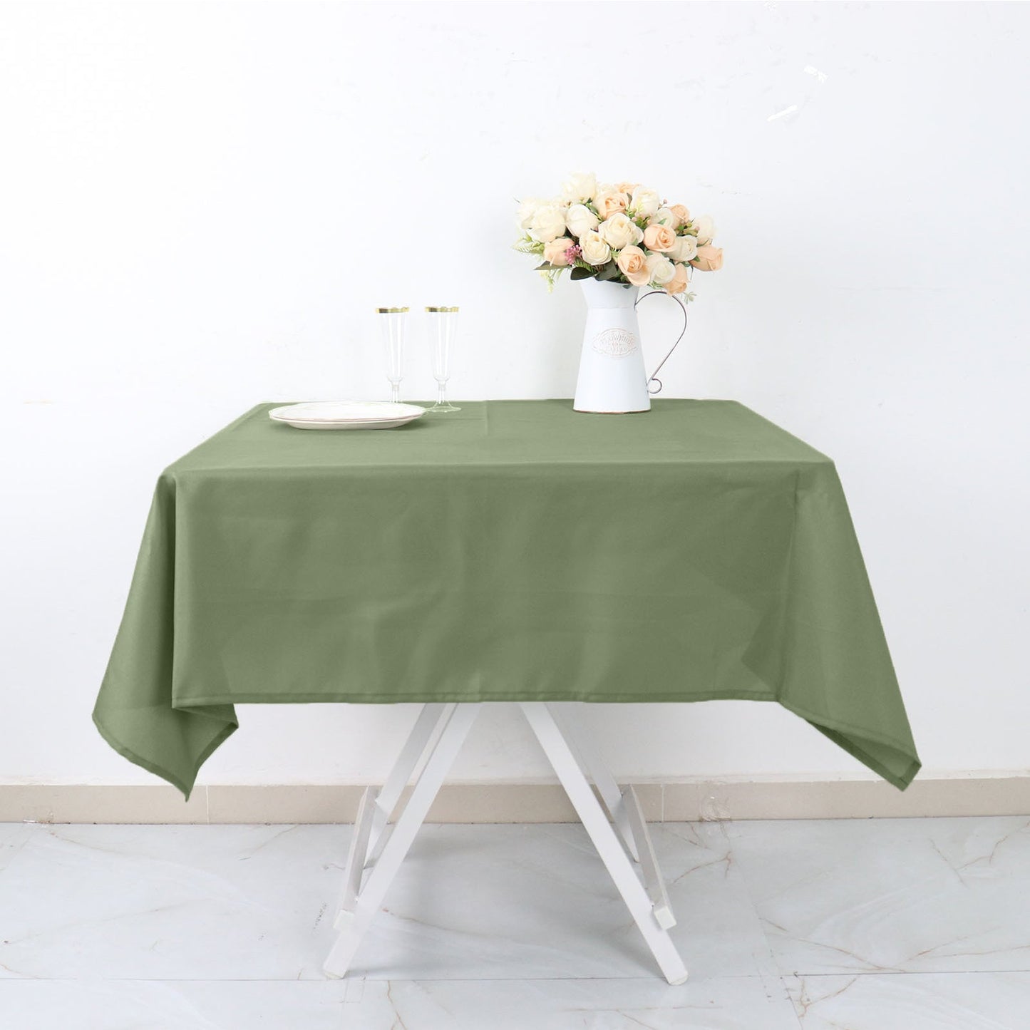 Dusty Sage Green Polyester Square Tablecloth 54"x54"