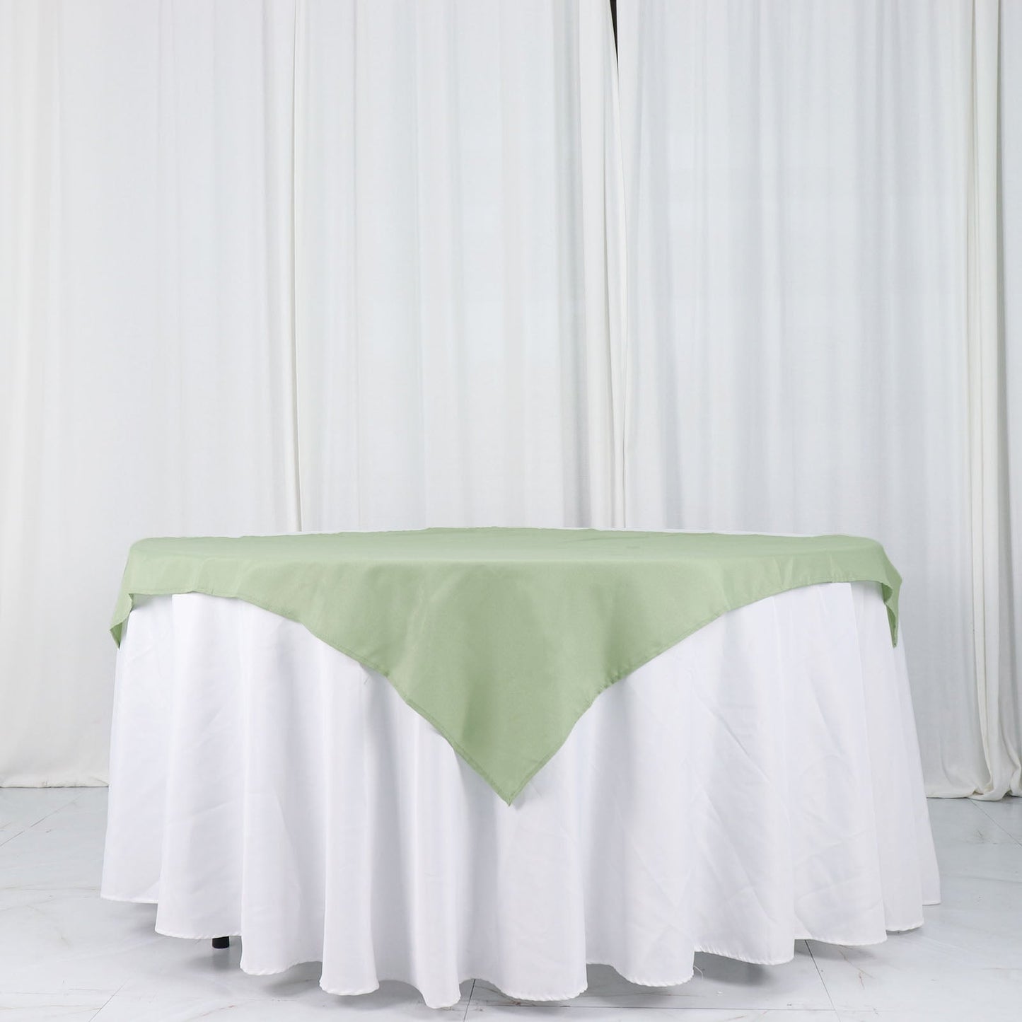 54"x54" Sage Green Square Seamless Polyester Overlay, Washable Table Linen Overlay