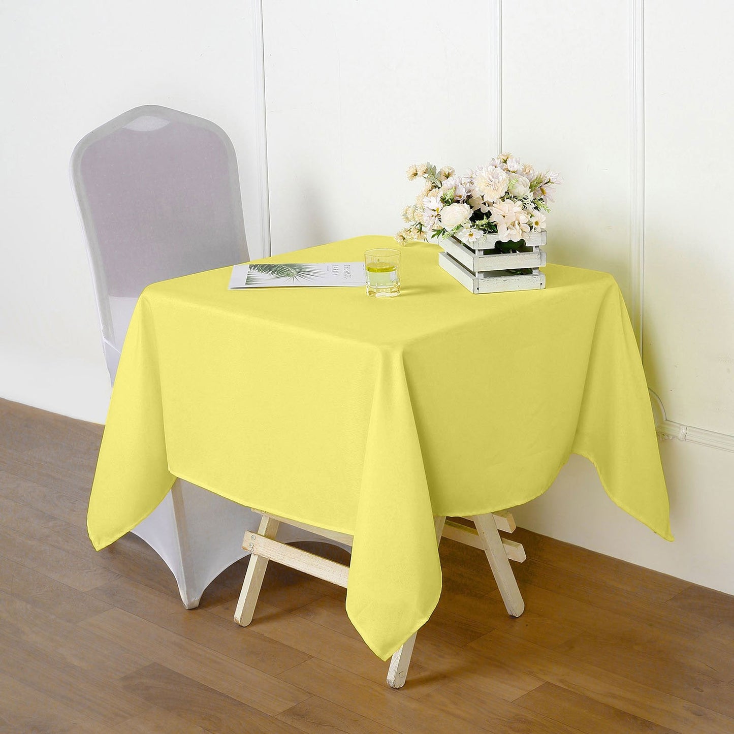 Yellow Polyester Square Tablecloth 54"x54"