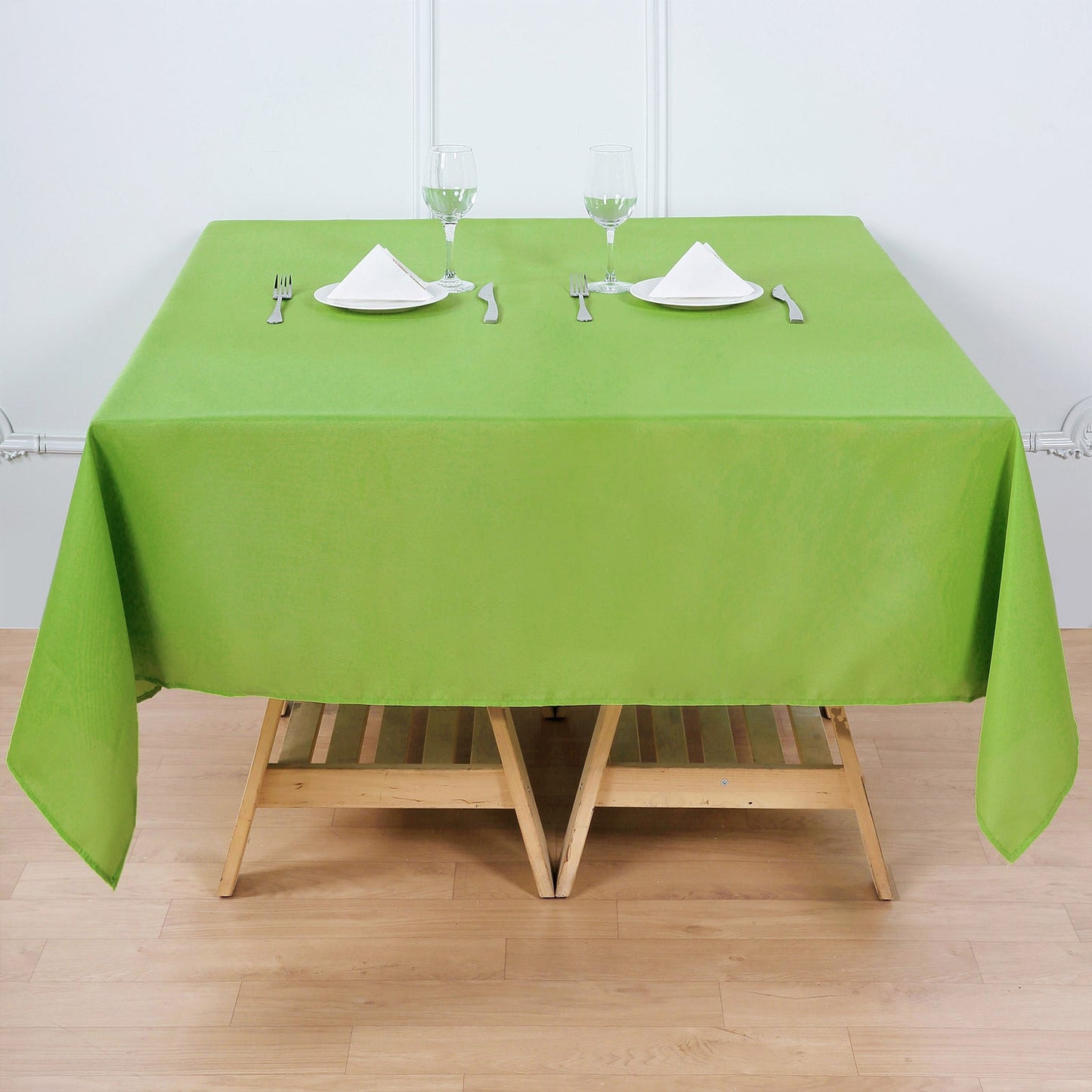 Square Polyester Tablecloth In Apple Green 70 Inch 