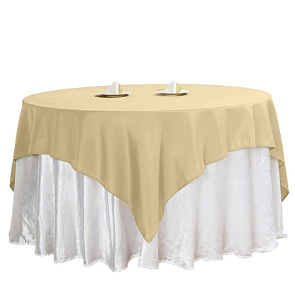 Champagne Polyester Square Tablecloth 70 Inch