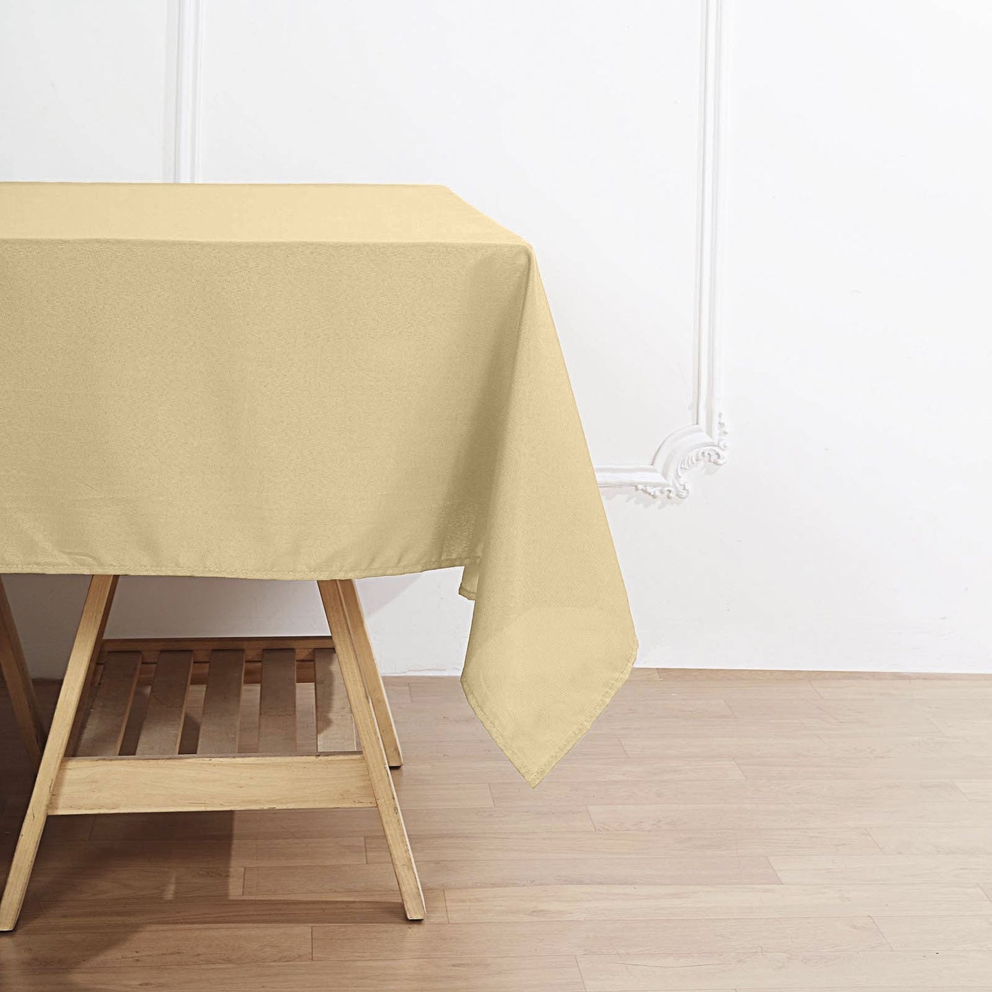 70 Inch Square Polyester Champagne Tablecloth