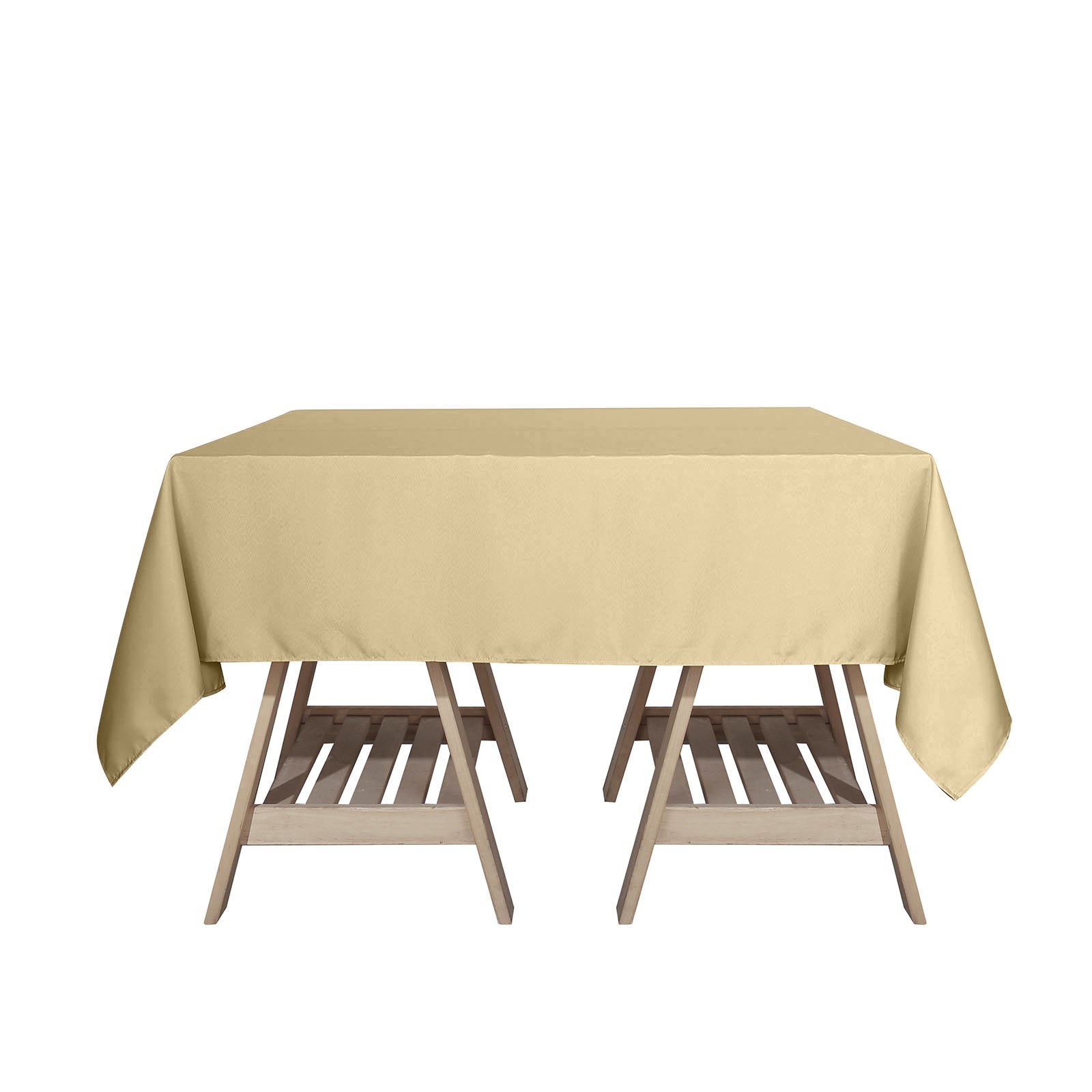 70 Inch Square Champagne Polyester Tablecloth