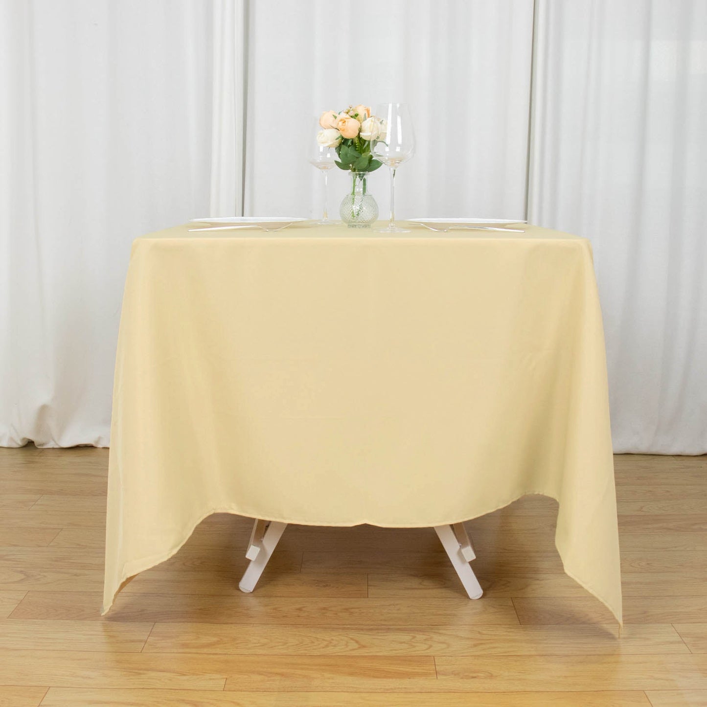 70"x70" Champagne Premium Seamless Polyester Square Tablecloth - 220GSM
