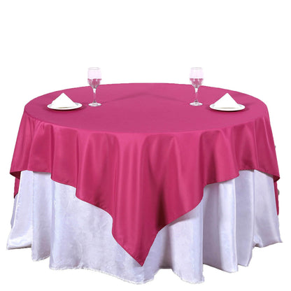 70 Inch Square Table Overlay Polyester Fuchsia