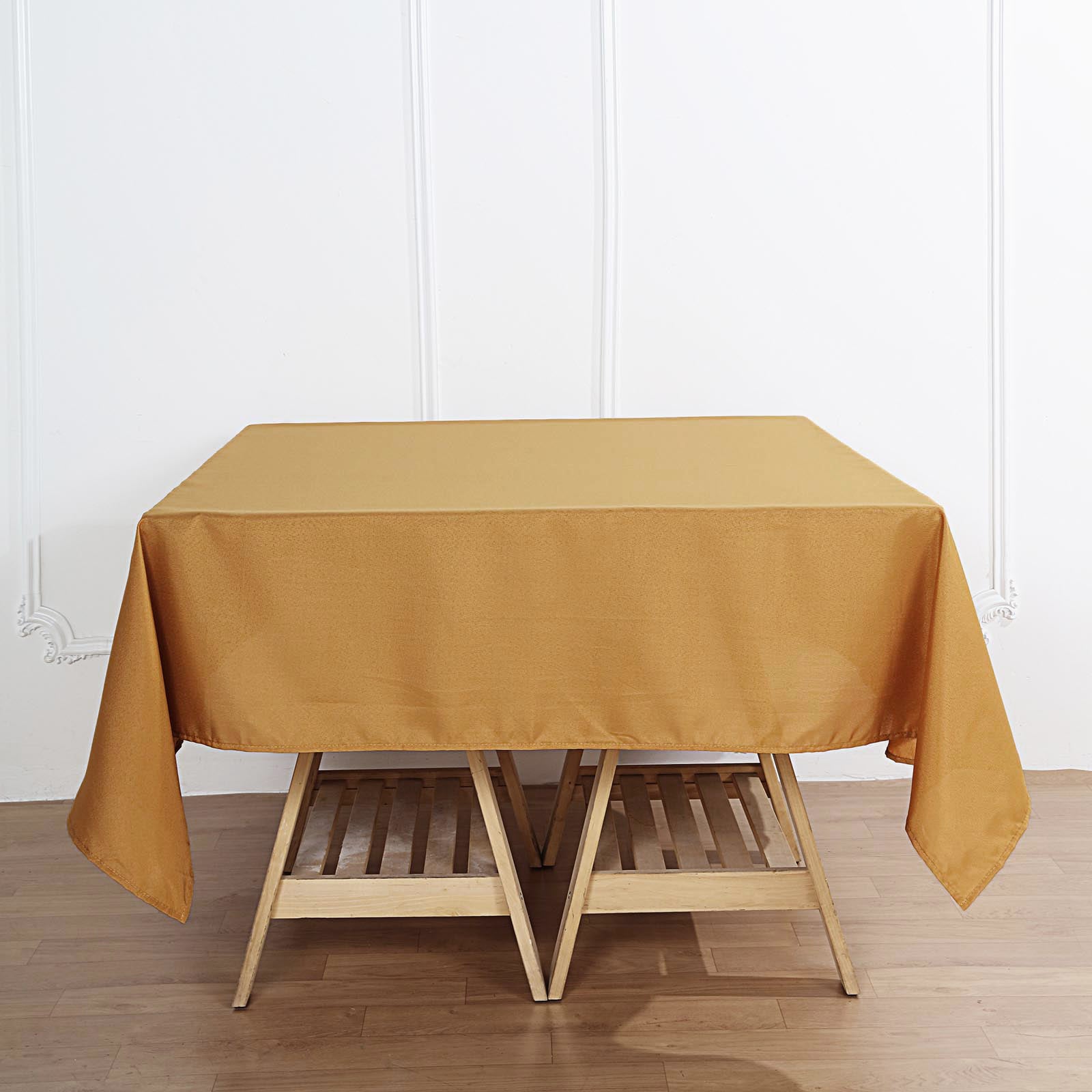 70 Inch Square Gold Polyester Tablecloth
