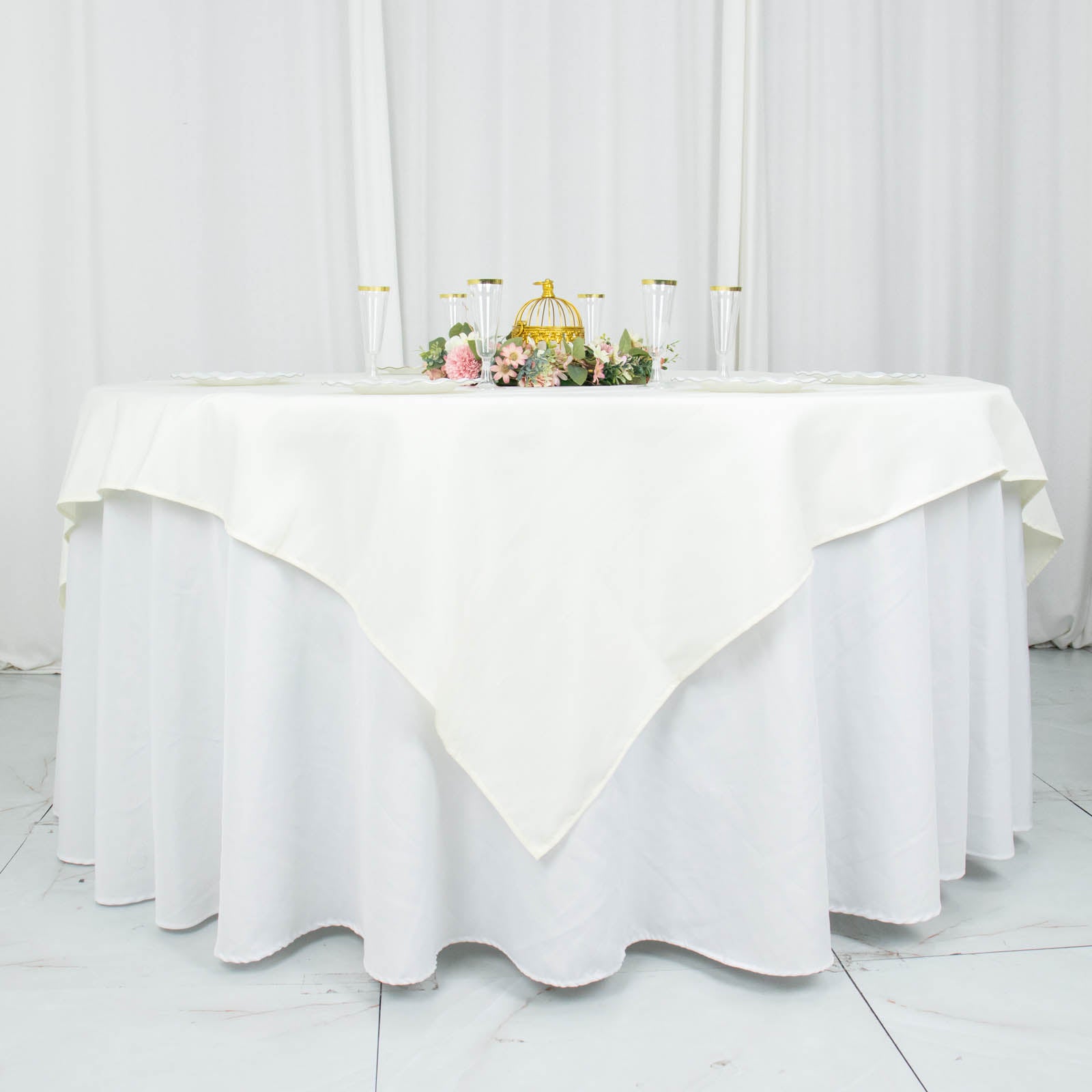 70inch Ivory 200 GSM Seamless Premium Polyester Square Table Overlay