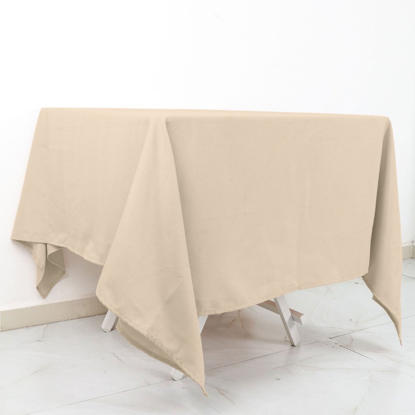 70 Inch Nude Square Tablecloth Polyester