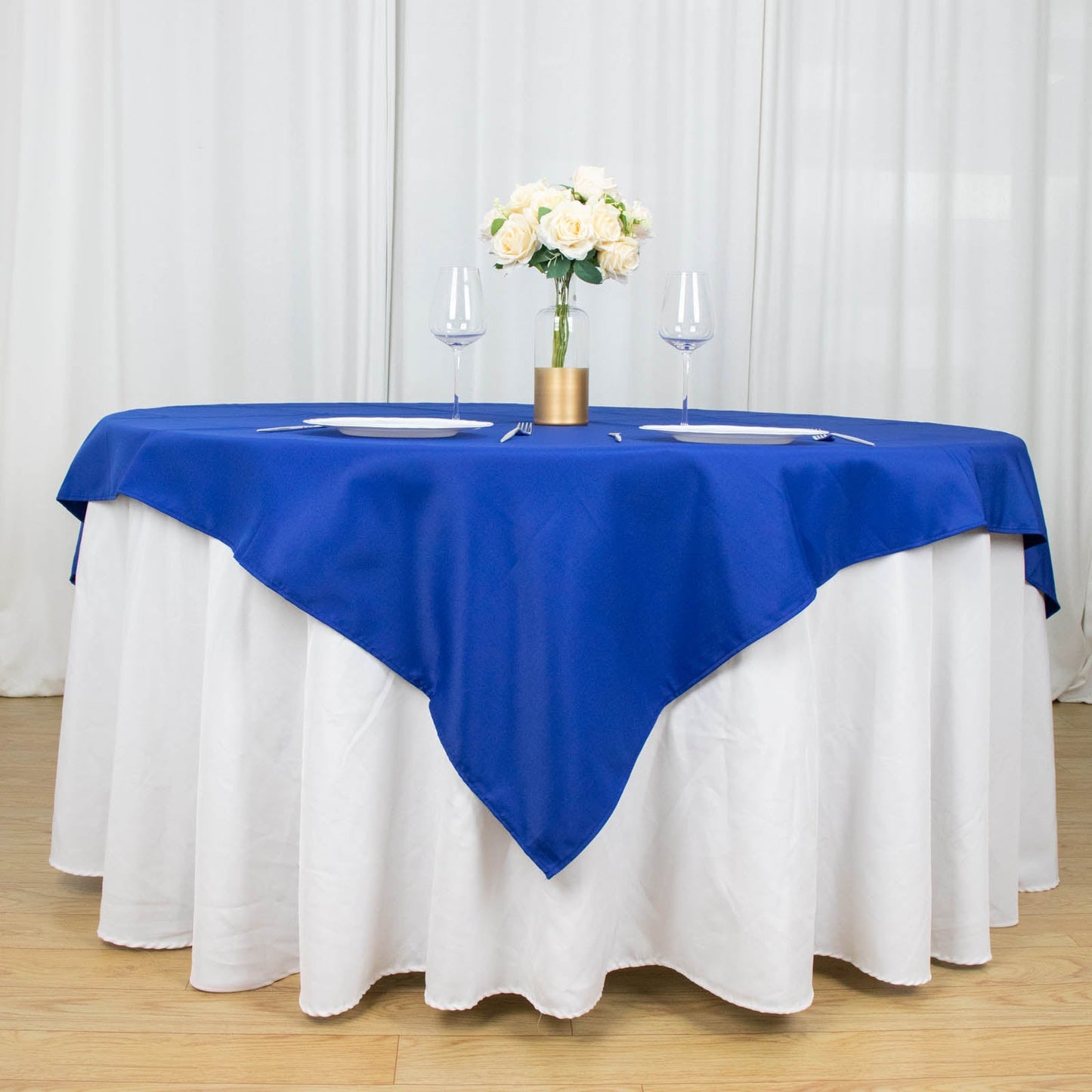 70"x70" Royal Blue Premium Seamless Polyester Square Tablecloth - 220GSM