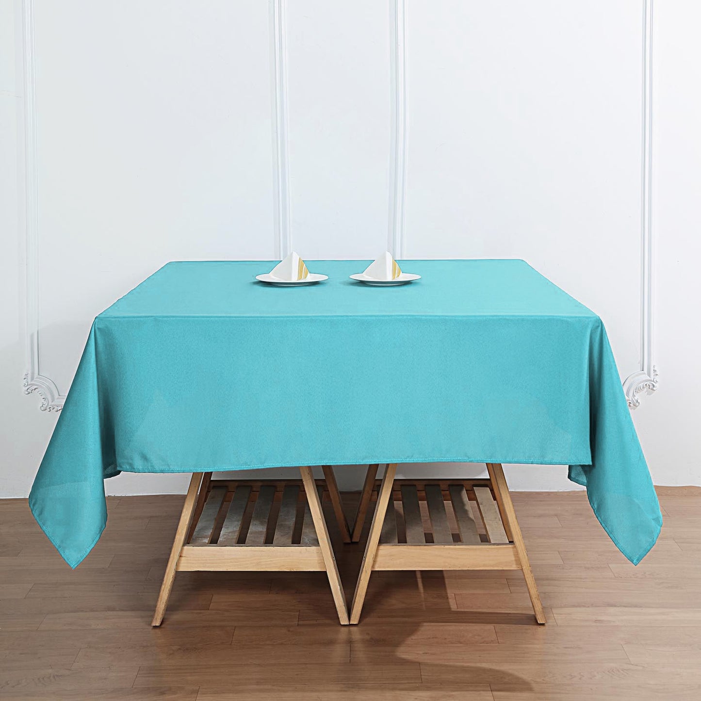 Turquoise Polyester Square Tablecloth 70"x70"