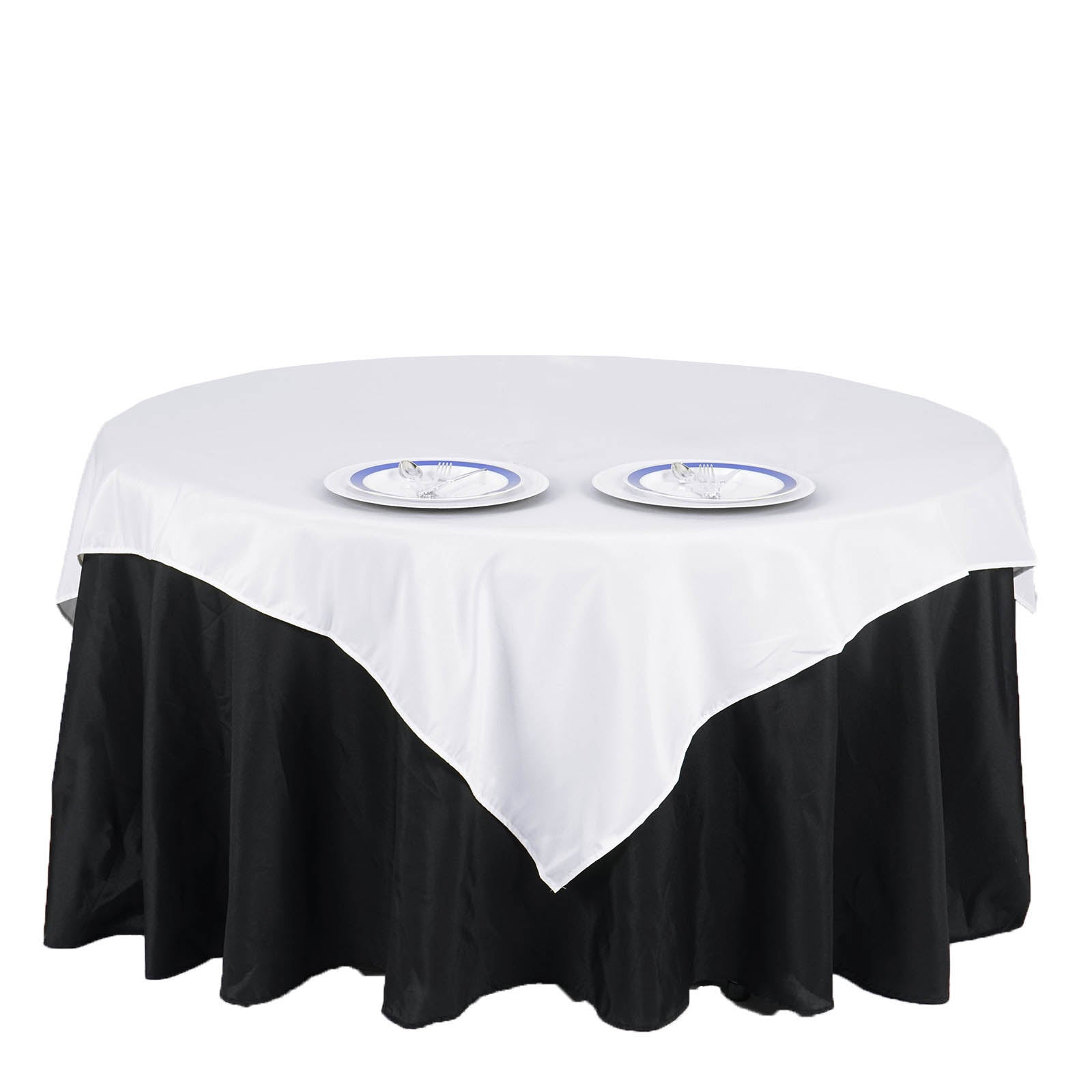 Polyester 70 Inch Square Tablecloth In White