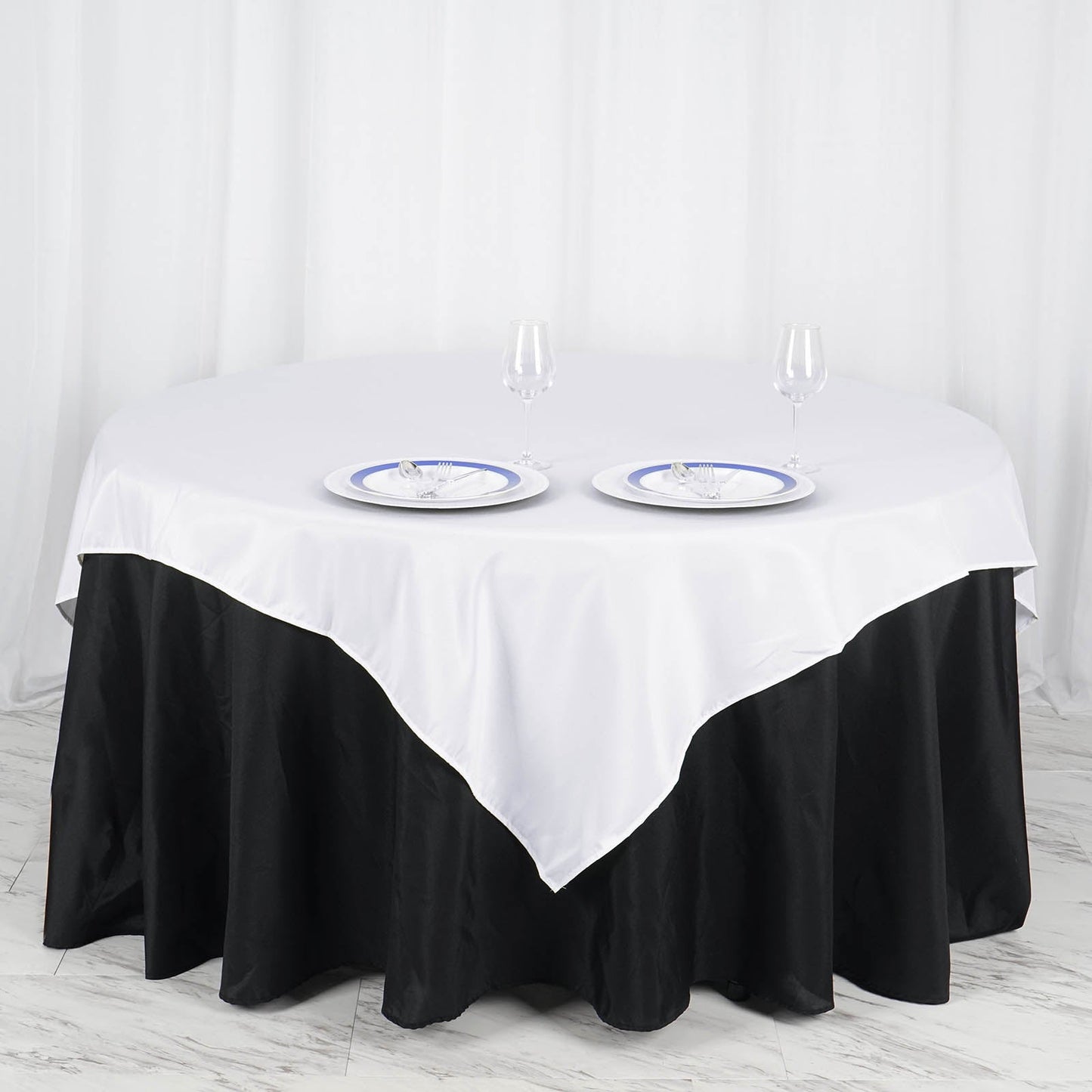 White Polyester Square Tablecloth 70"x70"