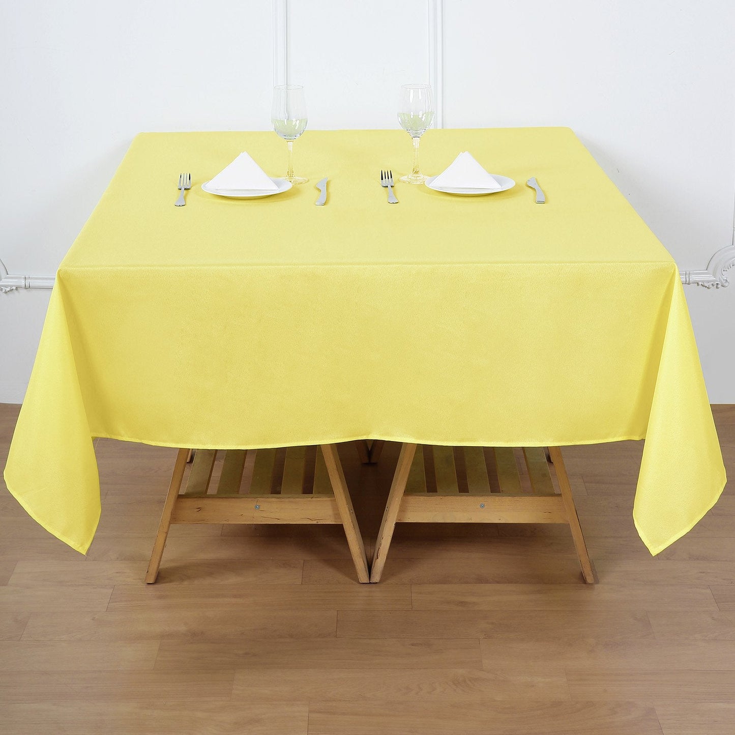 Yellow Polyester Square Tablecloth 70"x70"