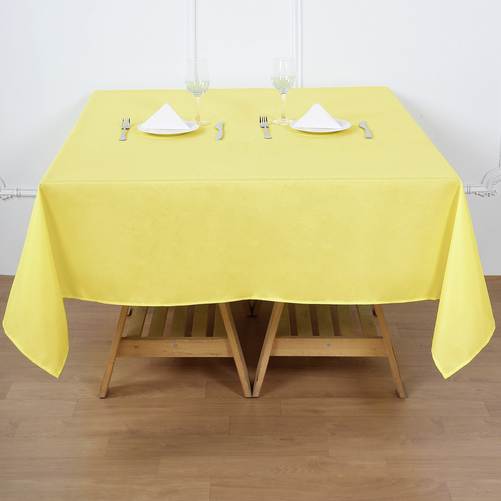 Yellow Polyester Square Tablecloth 70"x70"