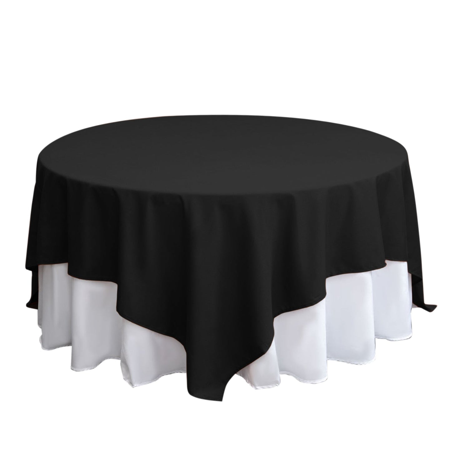 90inch Black 200 GSM Seamless Premium Polyester Square Table Overlay