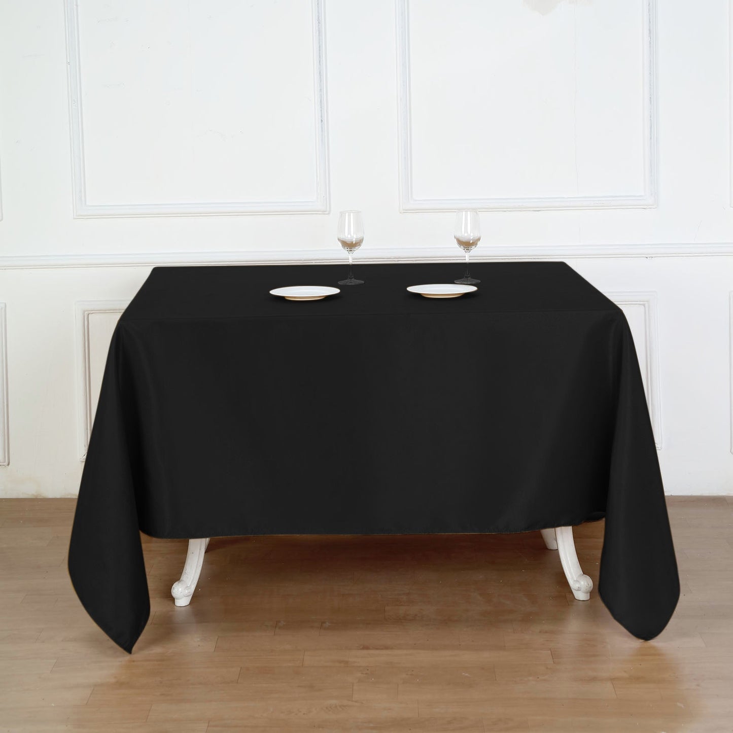 90inch Black 200 GSM Seamless Premium Polyester Square Tablecloth