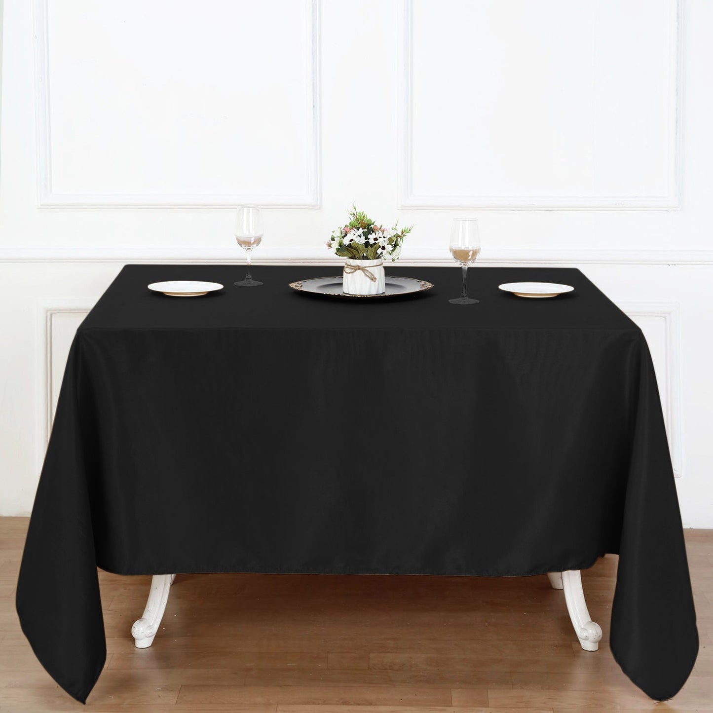 90"x90" Black Seamless Premium Polyester Square Table Overlay - 220GSM