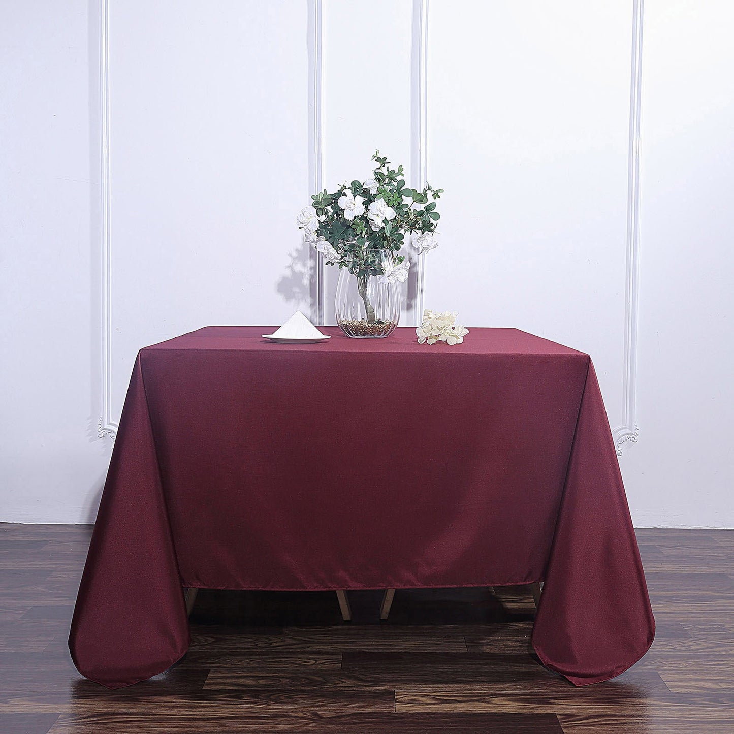 Square Tablecloth 90 Inch Burgundy Polyester