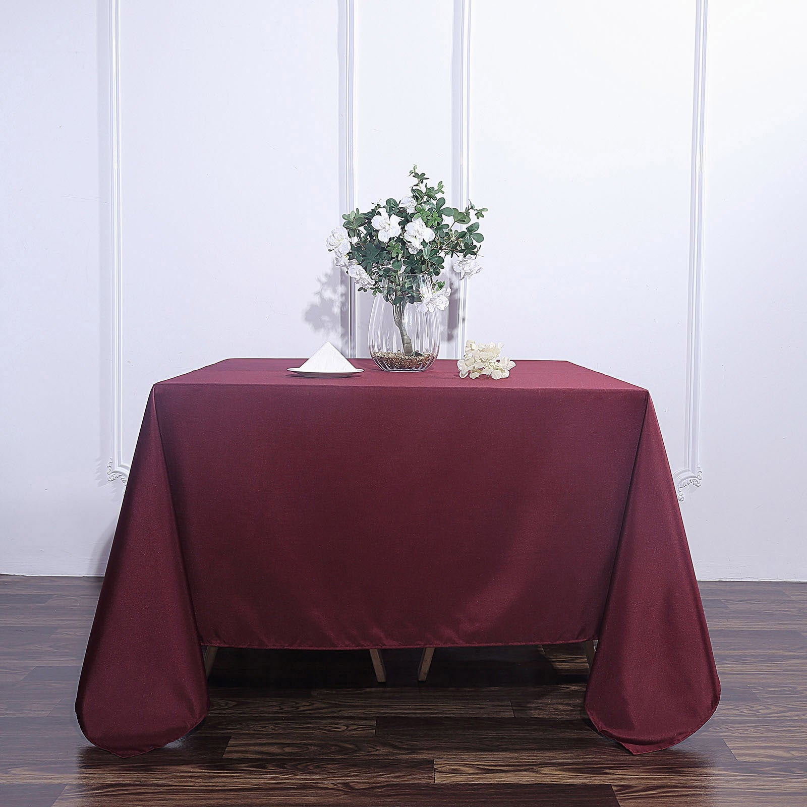 Square Tablecloth 90 Inch Burgundy Polyester
