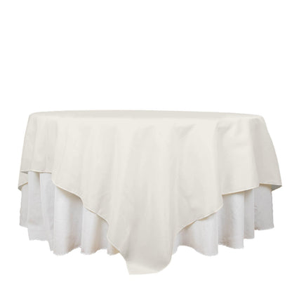 90inch Ivory 200 GSM Seamless Premium Polyester Square Table Overlay