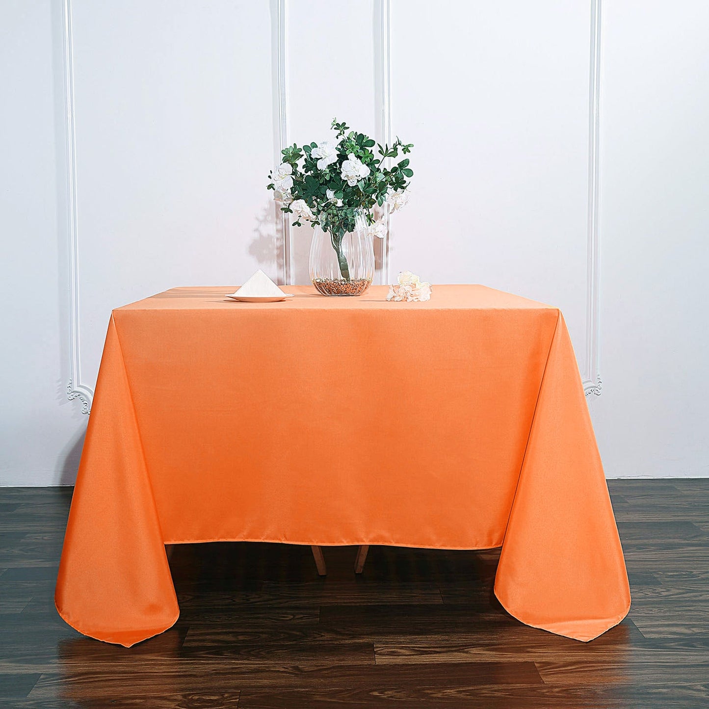 90 Inch Square Orange Polyester Tablecloth