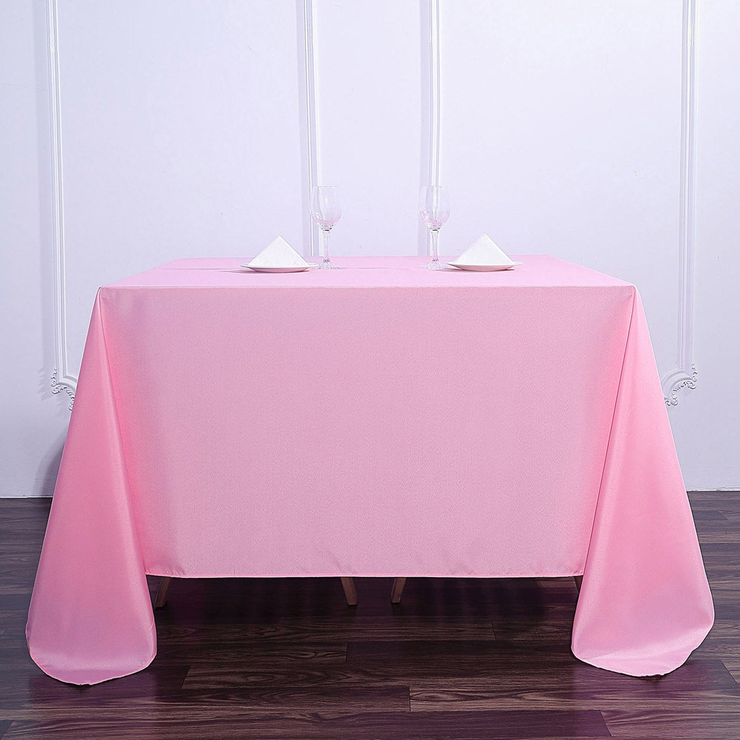 90"x90" Pink Seamless Square Polyester Table Overlay