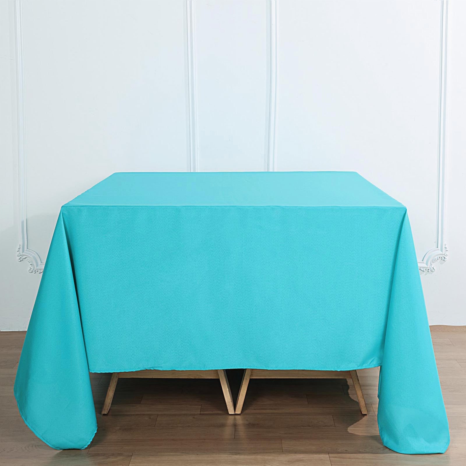 Square Polyester Turquoise Tablecloth 90 Inch