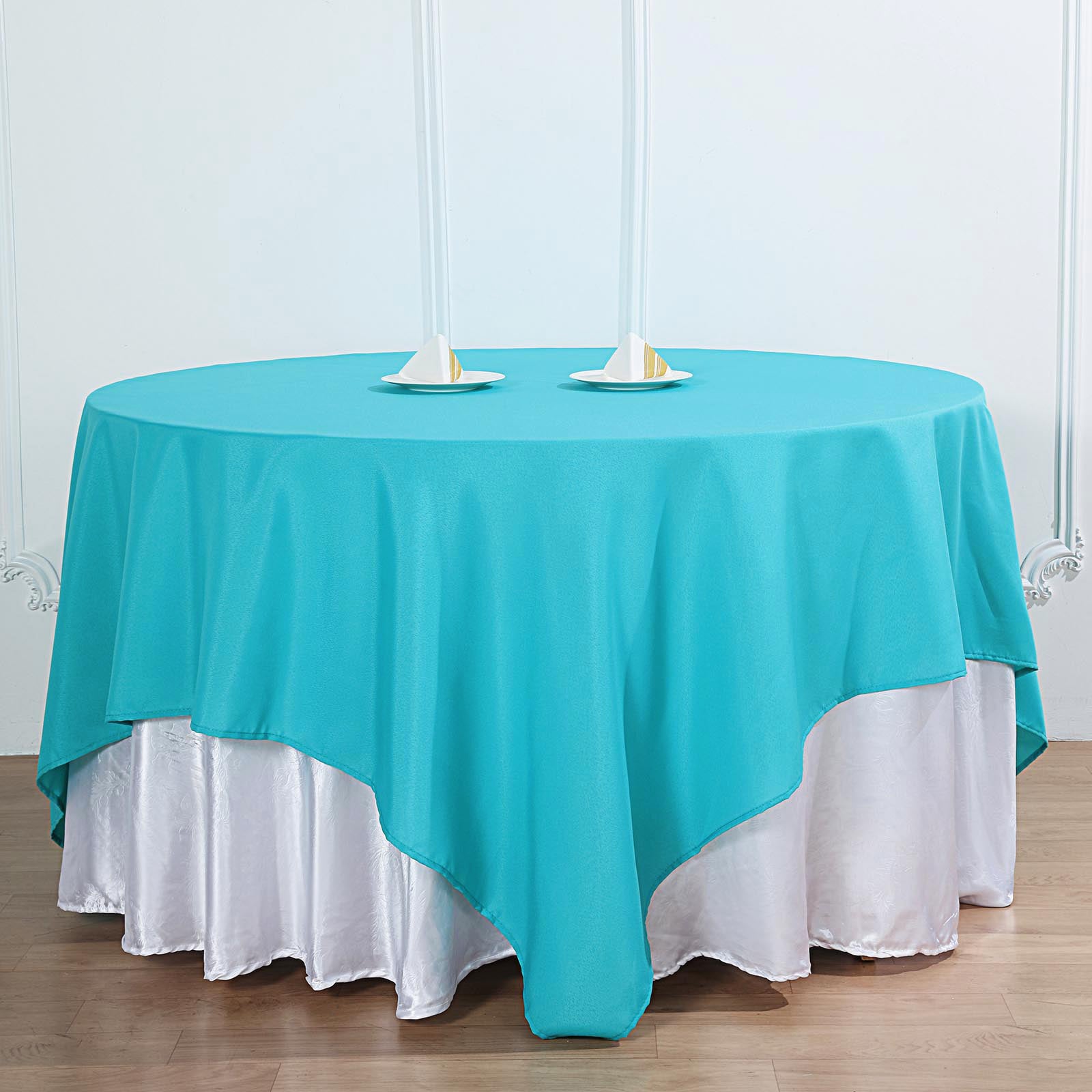 Turquoise Polyester Square Tablecloth 90"x90"