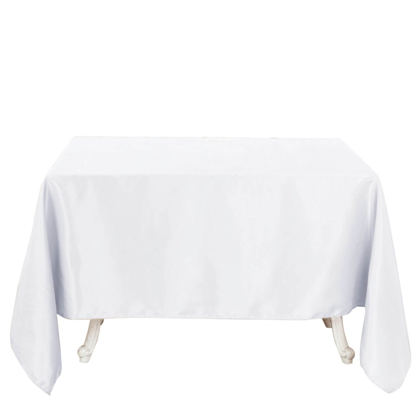 90inch White 200 GSM Seamless Premium Polyester Square Tablecloth
