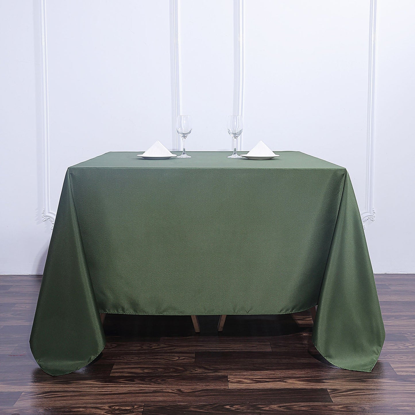 90"x90" Olive Green Seamless Square Polyester Table Overlay