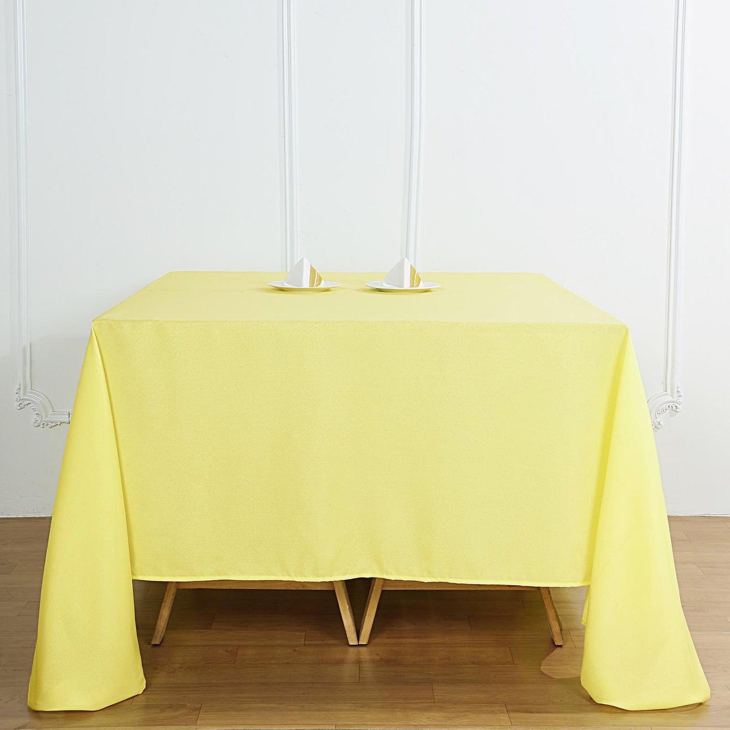 90"x90" Yellow Seamless Square Polyester Table Overlay